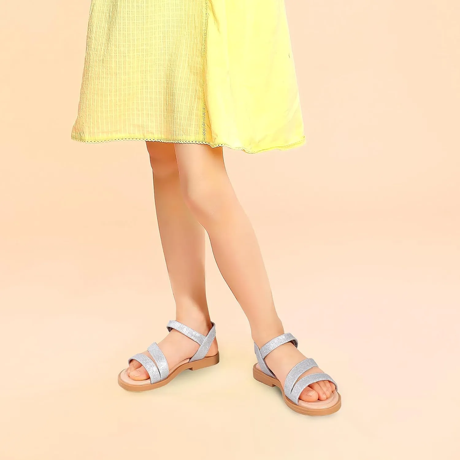 PANDANINJIA Girls Sandals Monica Summer Open Toe Flats Shoes Dress Sandals for Toddler Little Kid Big Kid