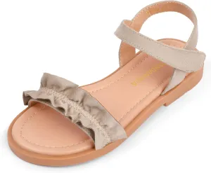 PANDANINJIA Girls Sandals, Open Toe Cute Bow Princess Girls Flats, Sparkly Summer Dress Shoes Sandals for Toddler/Little Kid/Big Kid