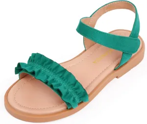 PANDANINJIA Girls Sandals, Open Toe Cute Bow Princess Girls Flats, Sparkly Summer Dress Shoes Sandals for Toddler/Little Kid/Big Kid