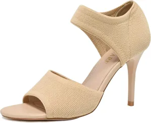 Peep Toe Heels for Women Sexy 3 Inches Stiletto High Heels for Women Dressy Slip On Comfortable Wide Stretchy Heels Knit Open Toe Booties Sandals Black Heels Sandals for Prom, Party and Work