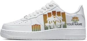 Personalized Custom Name Low-Top Sneakers Fashion Funny Colorful Tropical Palm Tree Designs – Classic Breathable Non-Slip Casual Running Shoes for Men and Women