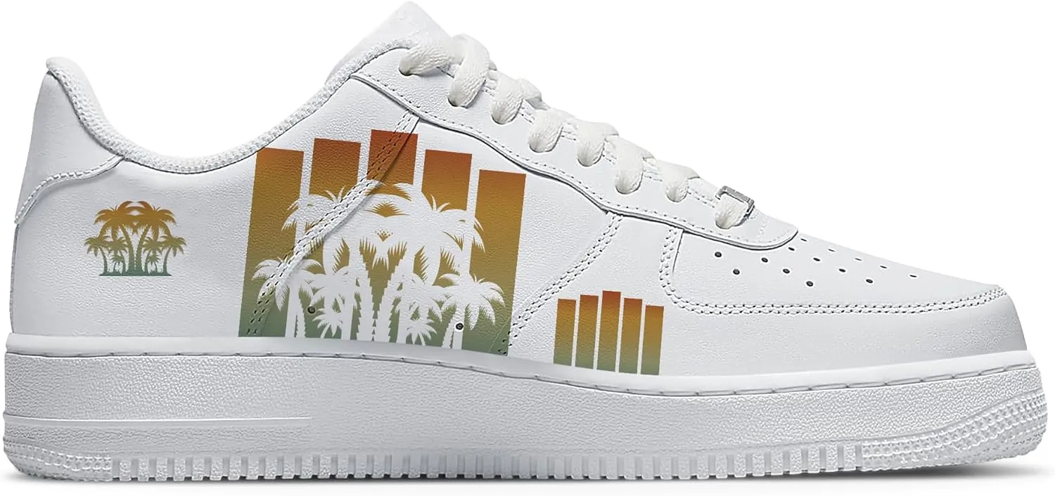 Personalized Custom Name Low-Top Sneakers Fashion Funny Colorful Tropical Palm Tree Designs – Classic Breathable Non-Slip Casual Running Shoes for Men and Women