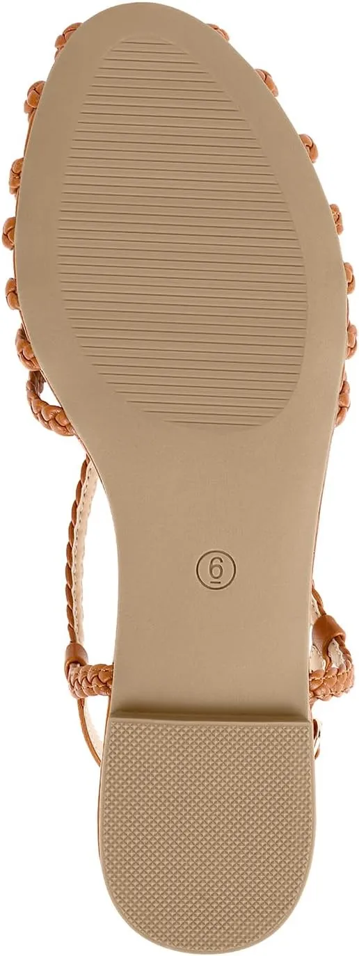 PIZZ ANNU Women's Sophia Braided Flat Sandals Comfortable Memory Foam Walking Shoes Summer Gladiator Slingback Ankle Strap Strappy Sandals