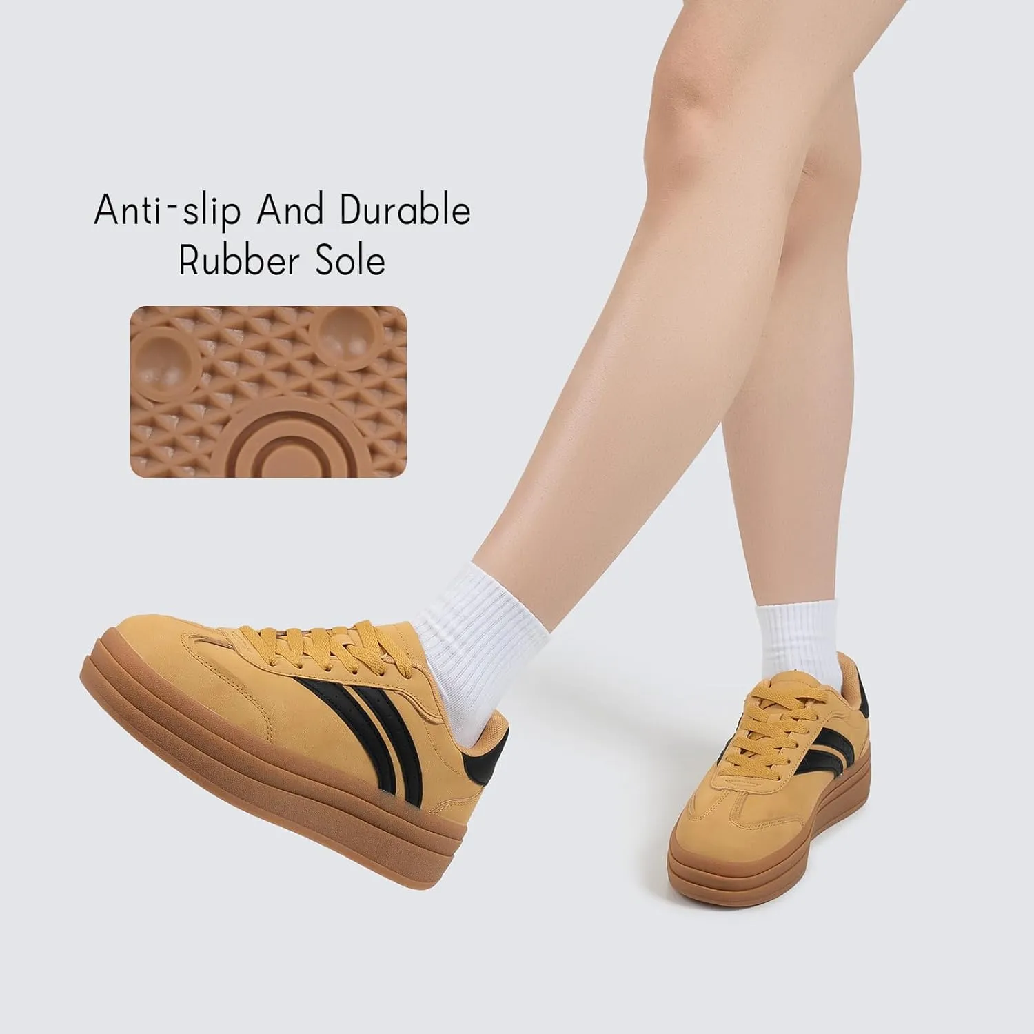 Platform Fashion Sneakers Women's Low-Top Classic Chunky Casual Lace-up Walking Shoes for Lady