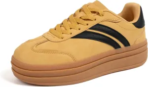 Platform Fashion Sneakers Women's Low-Top Classic Chunky Casual Lace-up Walking Shoes for Lady