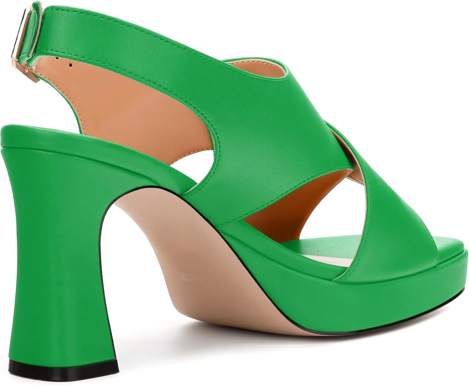 Platform Sandals, Buckle Slingback High Heels for Women, Square Open Toe Fashion Solid Block Heeled Sandal