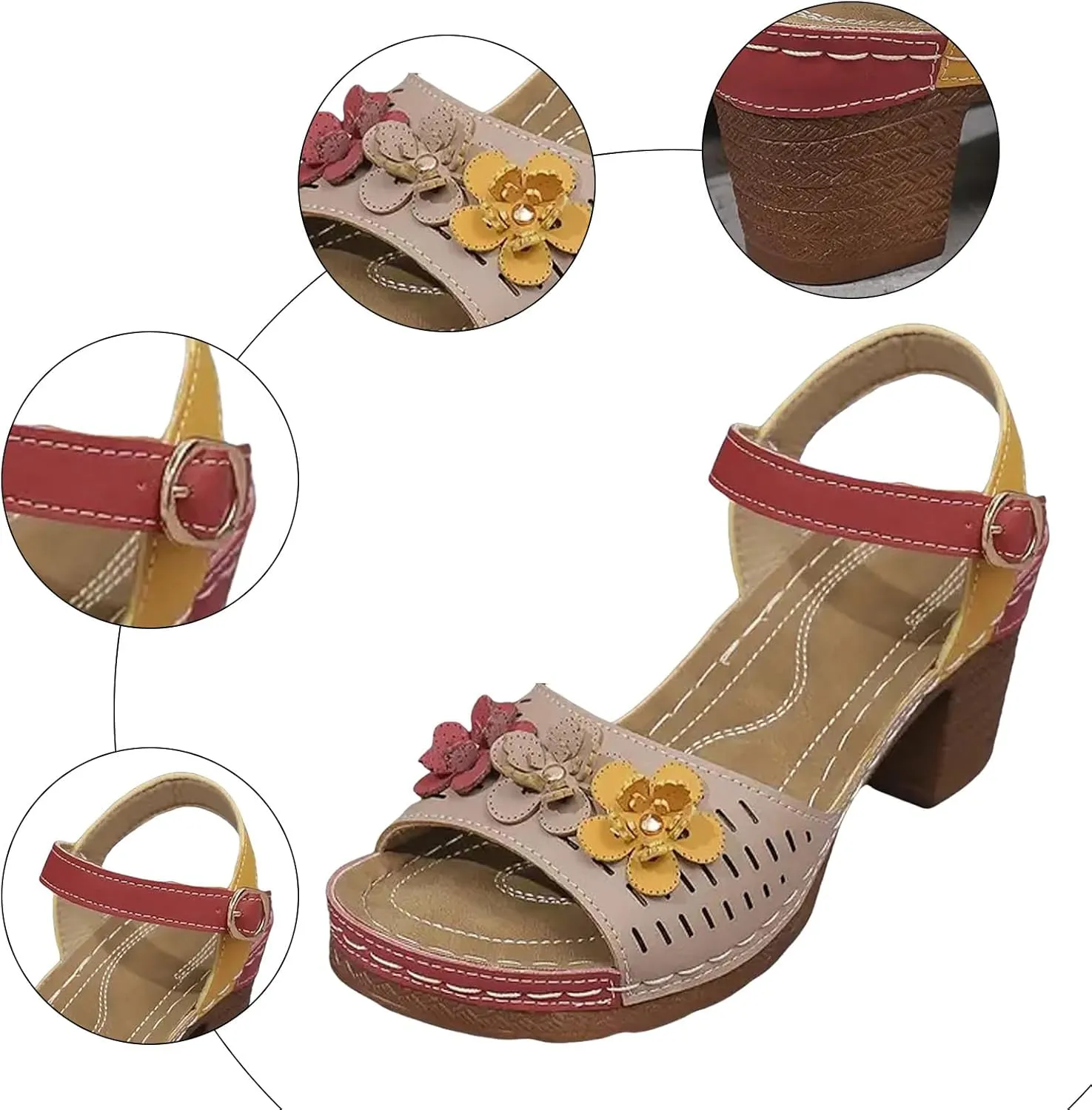 Platform Sandals Chunky Heel Ankle Strap Wedge Sandals Breathable Trendy Summer Women Shoes Outdoor