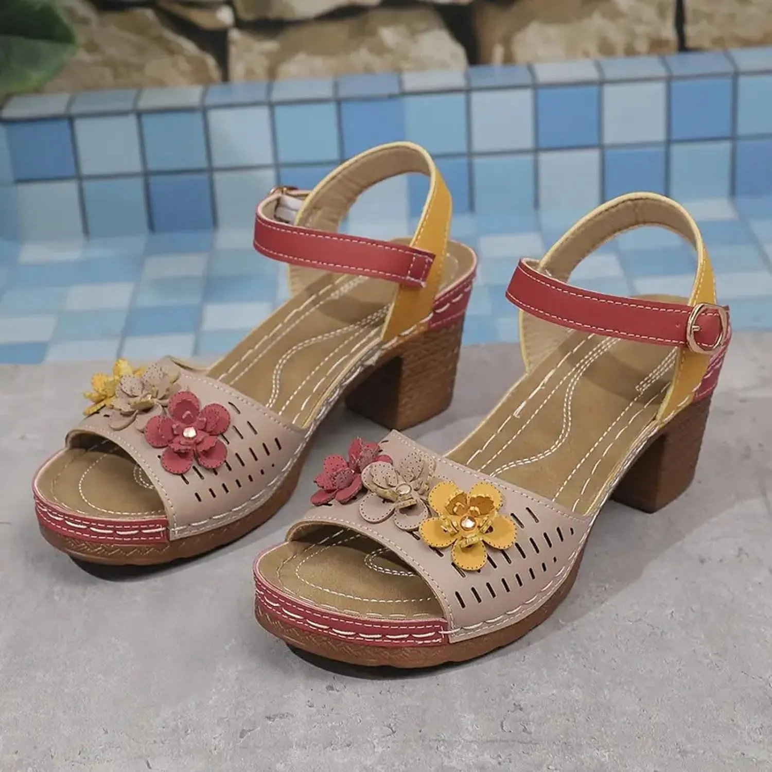 Platform Sandals Chunky Heel Ankle Strap Wedge Sandals Breathable Trendy Summer Women Shoes Outdoor