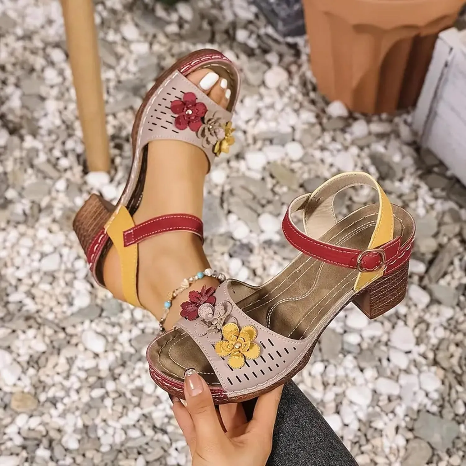 Platform Sandals Chunky Heel Ankle Strap Wedge Sandals Breathable Trendy Summer Women Shoes Outdoor