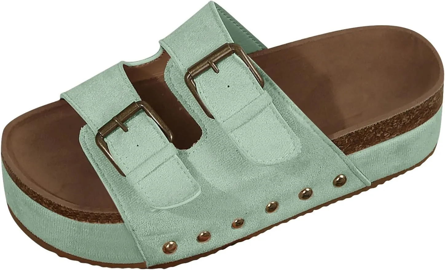 Platform Sandals Women Cork Footbed Orthopedic Slides 2 Straps Adjustable Buckle Slip On Summer with Comfort Shoes