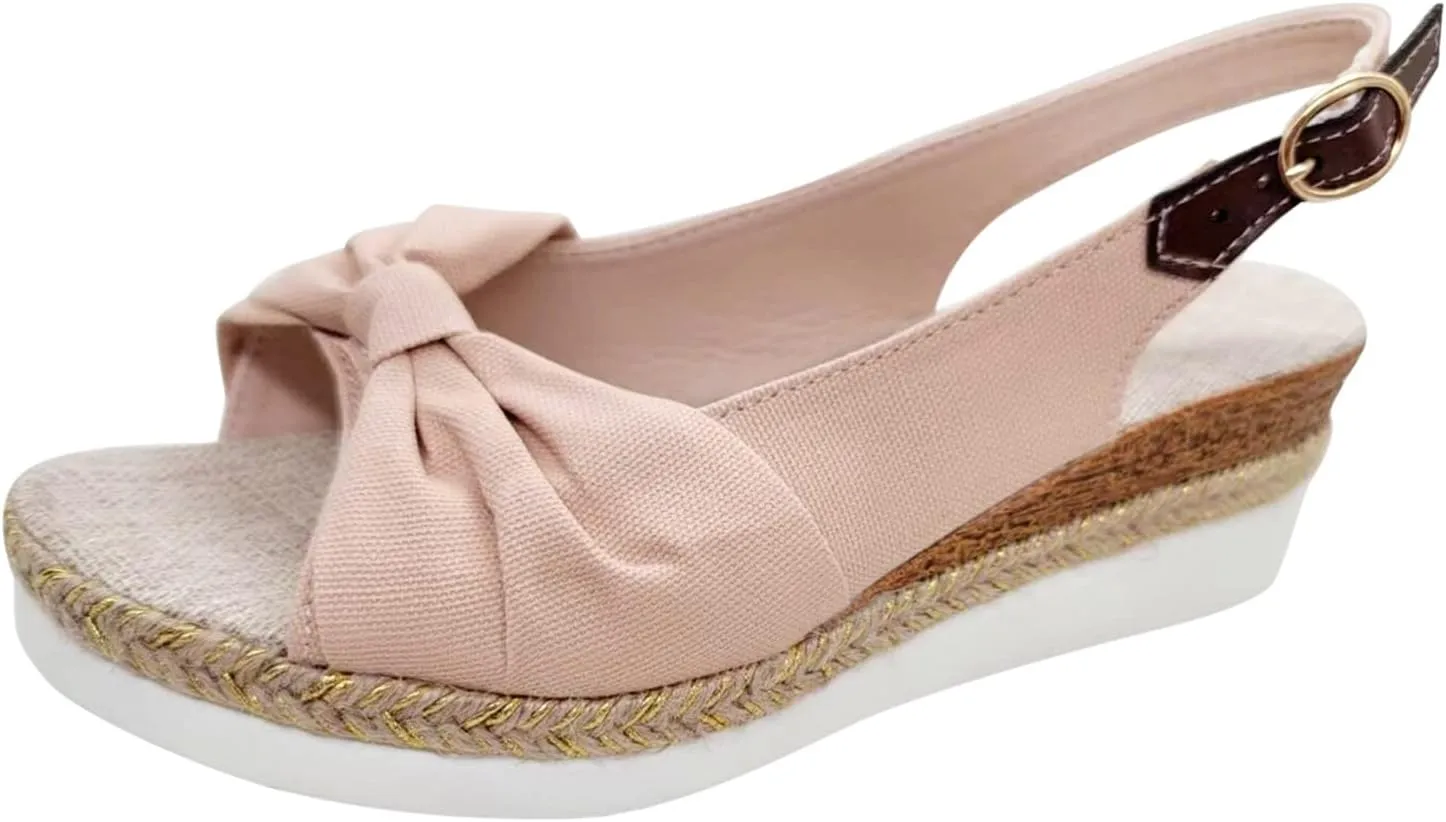 Platform Sandals Women Wedge Braided Platform Adjustable Ankle Band Breathable Beach Shoes Slip-Resistant Tread 2025 Spring and Summer Vacation