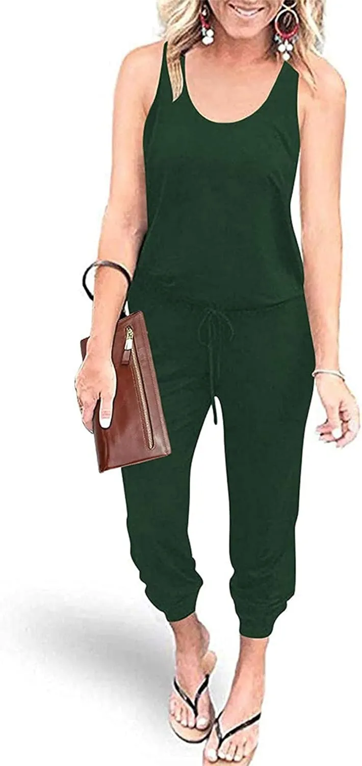 PRETTYGARDEN Womens Jumpsuit Casual Summer Romper 2025 Sleeveless Tank Lounge Cruise Airport Outfits Vacation Clothes