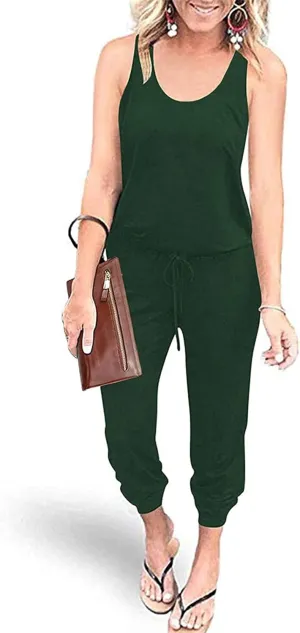PRETTYGARDEN Womens Jumpsuit Casual Summer Romper 2025 Sleeveless Tank Lounge Cruise Airport Outfits Vacation Clothes