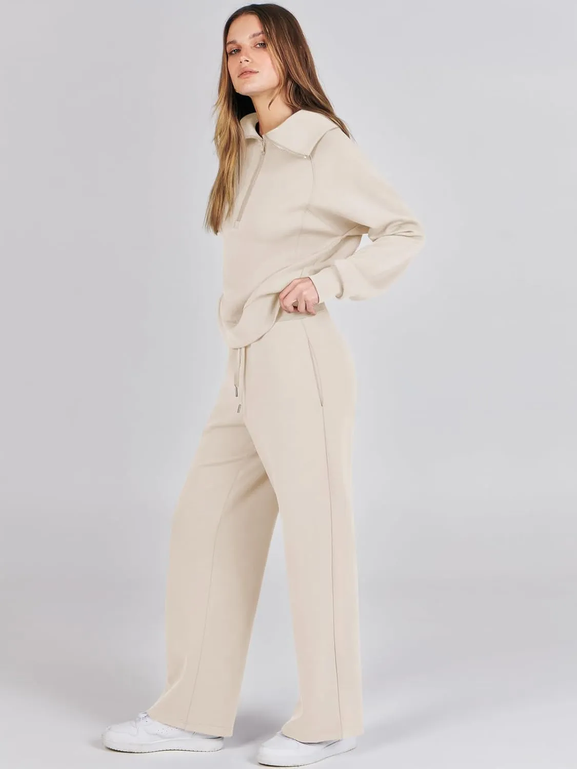 Prinbara Women 2 Piece Outfits Lounge Sets 2024 Winter Oversized Sweatshirt Wide Leg Pant Casual Matching Sweat Set Tracksuit