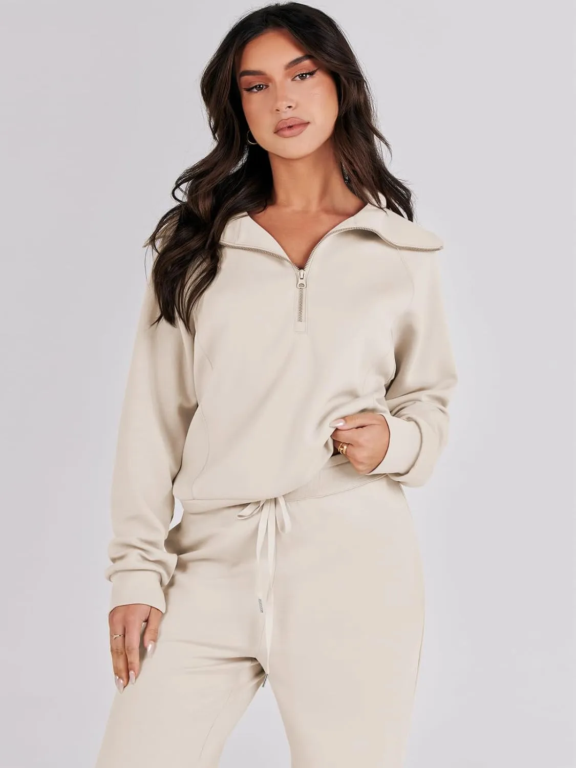 Prinbara Women 2 Piece Outfits Lounge Sets 2024 Winter Oversized Sweatshirt Wide Leg Pant Casual Matching Sweat Set Tracksuit