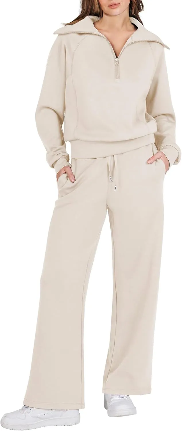 Prinbara Women 2 Piece Outfits Lounge Sets 2024 Winter Oversized Sweatshirt Wide Leg Pant Casual Matching Sweat Set Tracksuit
