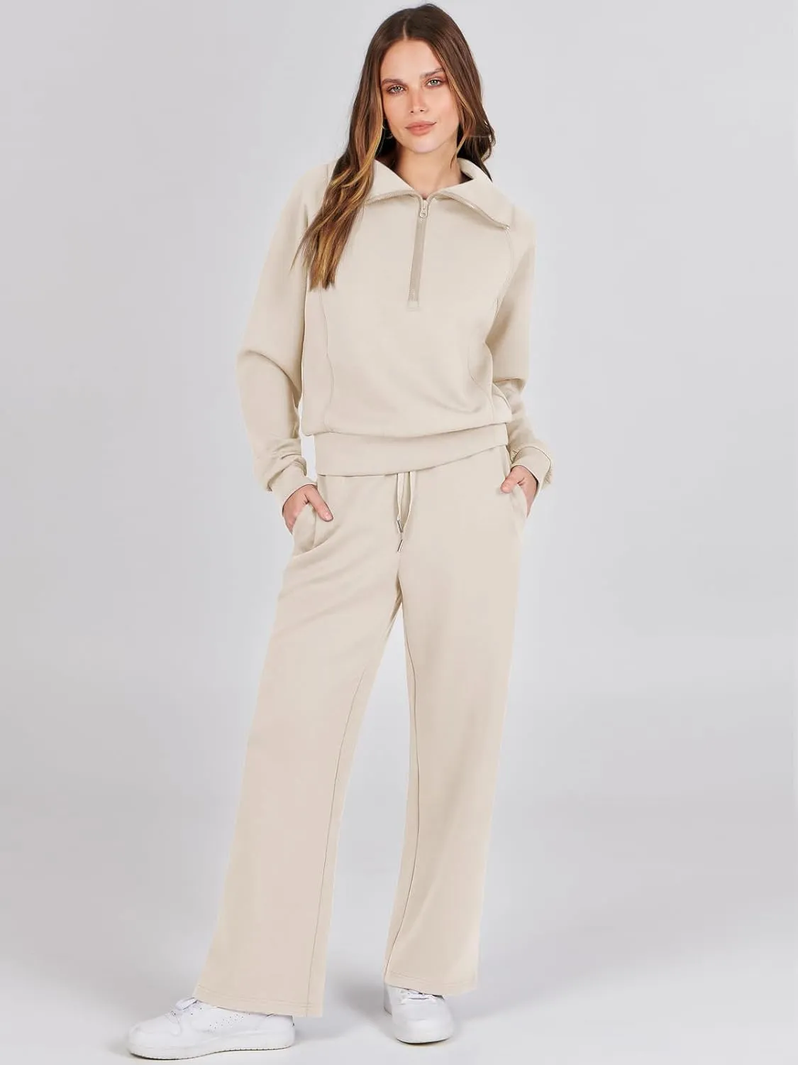 Prinbara Women 2 Piece Outfits Lounge Sets 2024 Winter Oversized Sweatshirt Wide Leg Pant Casual Matching Sweat Set Tracksuit
