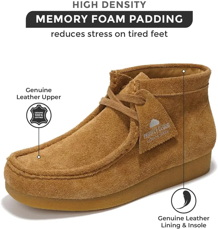 Project Cloud Ankle Boots for Women - 100% Genuine Suede Womens Shoes - Memory Foam Insole Chukka Boots - Water Resistant Fashion Shoes for Women 2025 (Wally Boot)