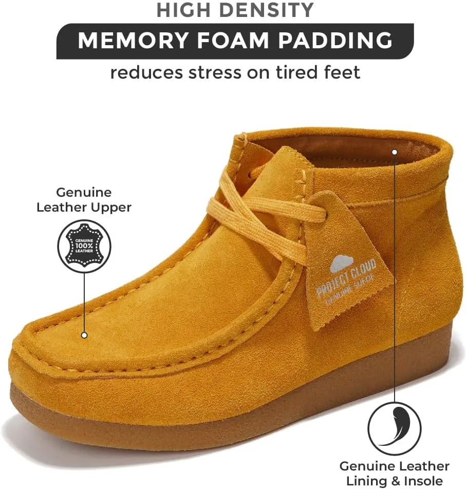Project Cloud Ankle Boots for Women - 100% Genuine Suede Womens Shoes - Memory Foam Insole Chukka Boots - Water Resistant Fashion Shoes for Women 2025 (Wally Boot)