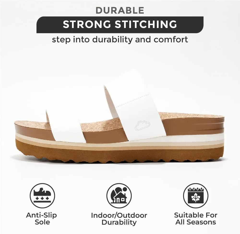 Project Cloud Fashion Womens Sandals - Memory Foam Insole and Comfortable Platform Sandals for Women 2025 - Lightweight and Non-slip Perfect Beach Slides