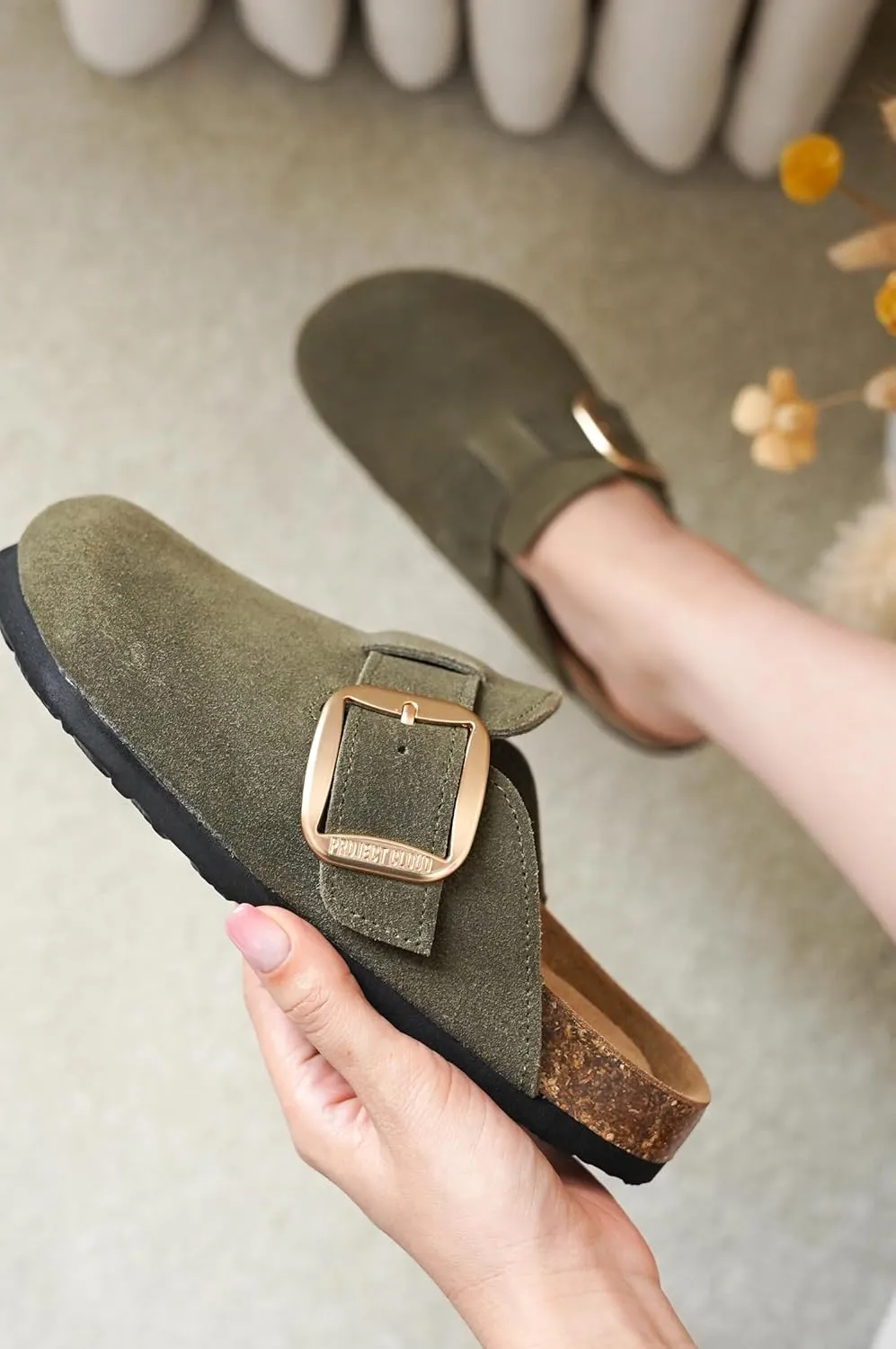 Project Cloud Genuine Leather Clogs for Women Shoes - Memory Foam Insole, Non-Slip & Natural Cork Footbed Womens Clogs and Mules 2025 (Manchester)