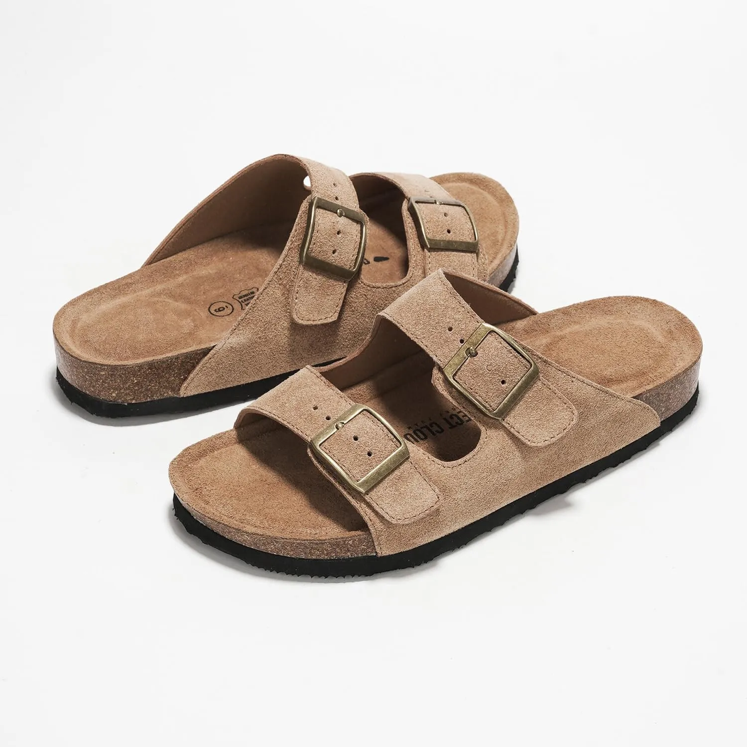 Project Cloud Genuine Leather Flat Sandals Beach Essentials Womens Sandals Memory Foam Vacation Essentials Slides for Women Footwear (Venita)