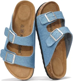 Project Cloud Genuine Leather Flat Sandals Beach Essentials Womens Sandals Memory Foam Vacation Essentials Slides for Women Footwear (Venita)