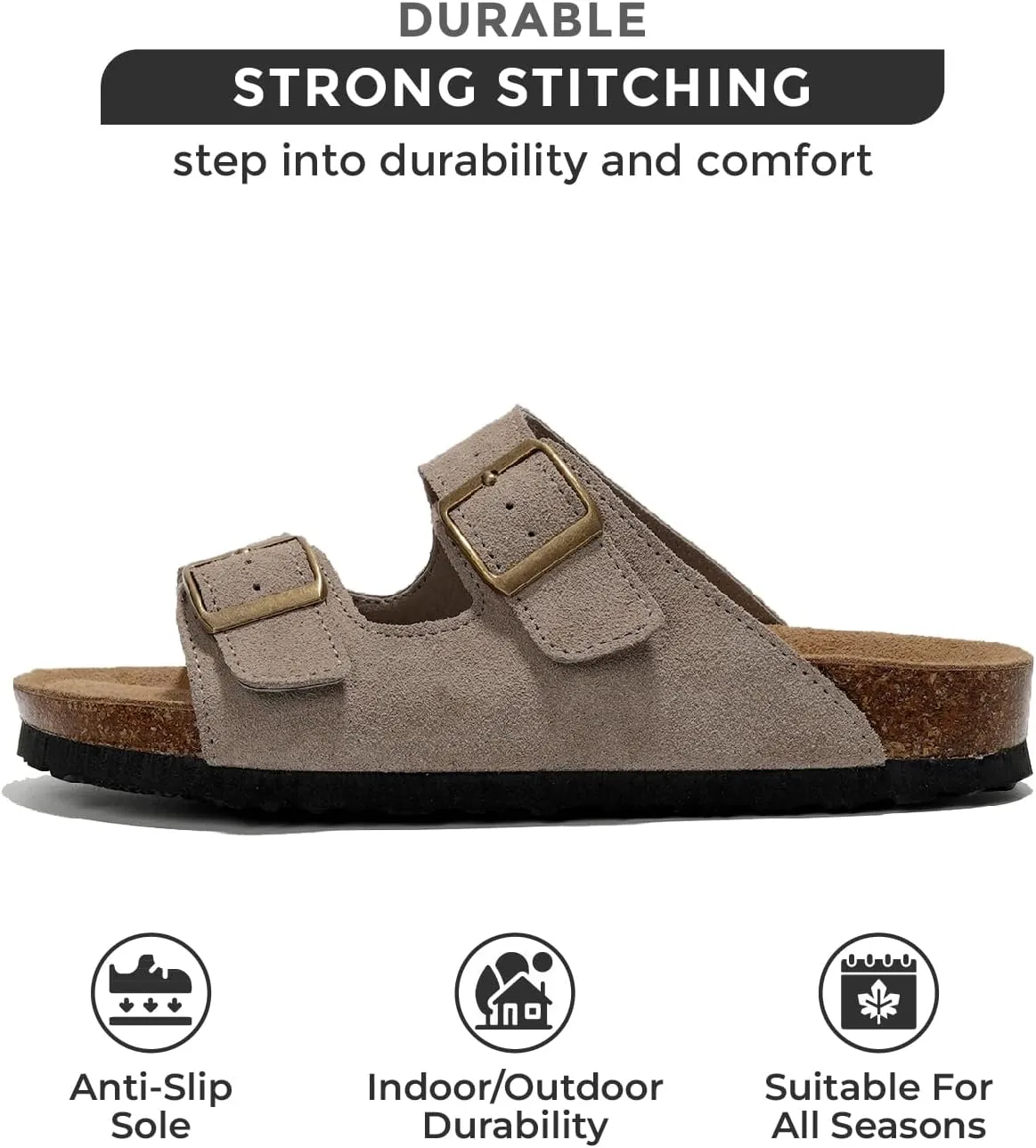 Project Cloud Genuine Leather Flat Sandals Beach Essentials Womens Sandals Memory Foam Vacation Essentials Slides for Women Footwear (Venita)