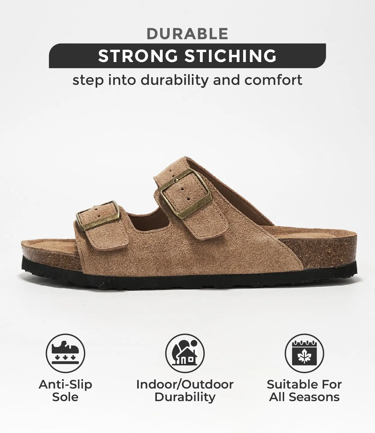 Project Cloud Genuine Leather Flat Sandals Beach Essentials Womens Sandals Memory Foam Vacation Essentials Slides for Women Footwear (Venita)