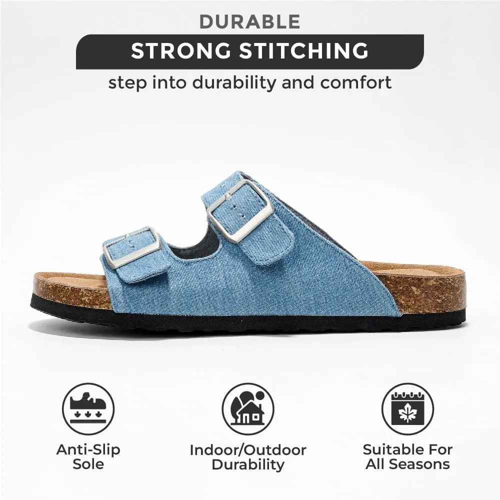 Project Cloud Genuine Leather Flat Sandals Beach Essentials Womens Sandals Memory Foam Vacation Essentials Slides for Women Footwear (Venita)