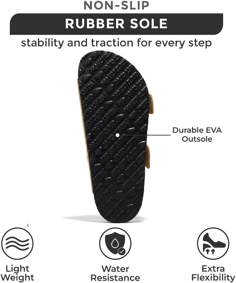 Project Cloud Genuine Leather Flat Sandals Comfortable Beach Essentials Womens Sandals Memory Foam Vacation Essentials Slides for Women Footwear (Santorini)