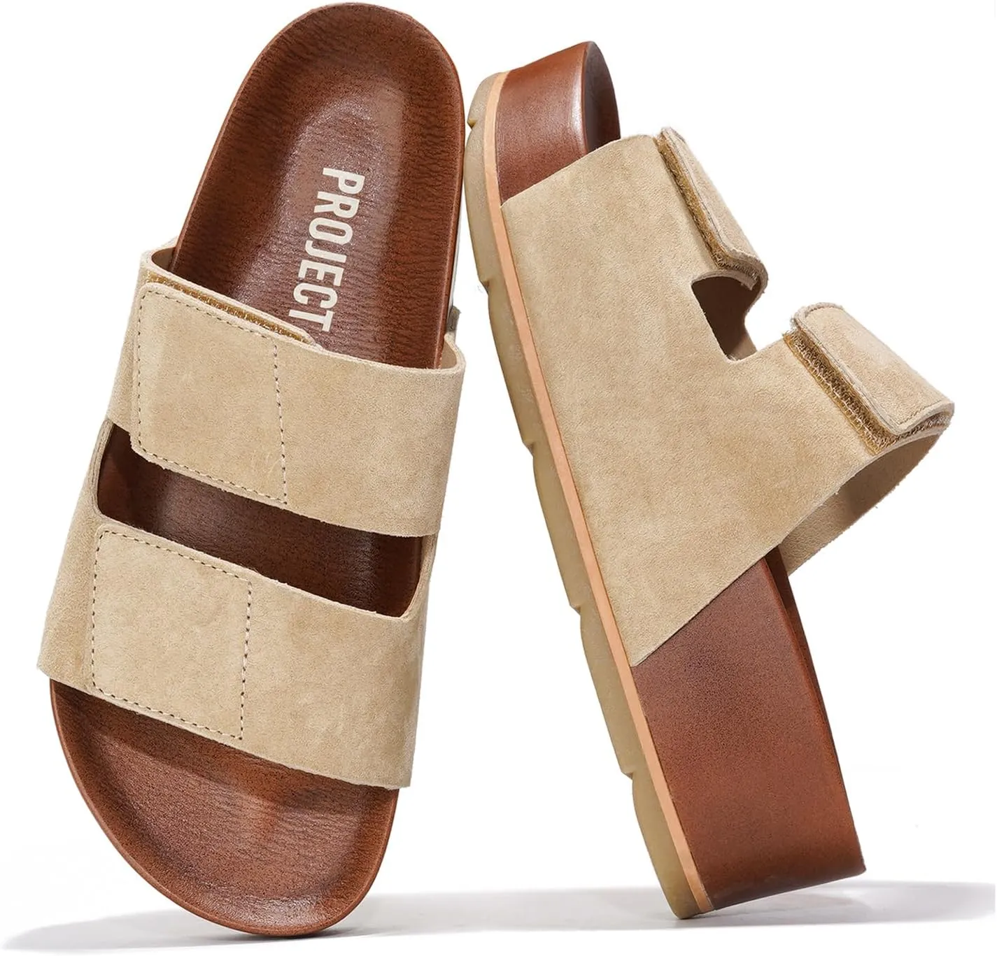 Project Cloud Genuine Leather Platform Sandals Women Footwear - Beach Summer Wedges with Comfortable Memory Foam Insole - Non Slip & Lightweight Wedge Sandals for Women 2025 (Pismo)
