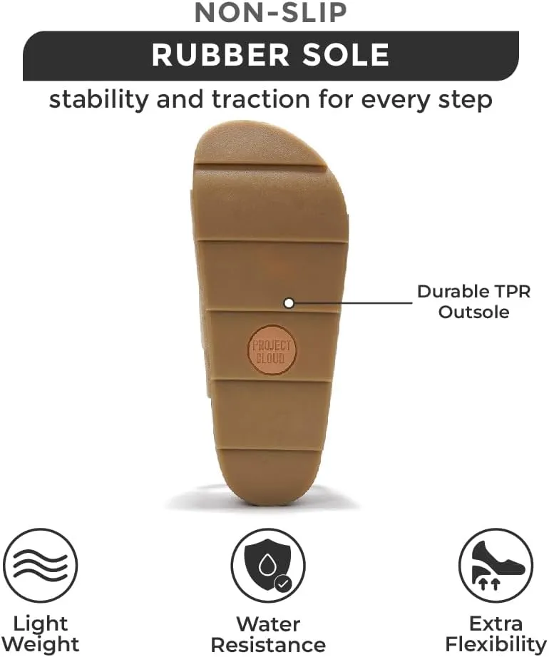 Project Cloud Genuine Leather Platform Sandals Women Footwear - Beach Summer Wedges with Comfortable Memory Foam Insole - Non Slip & Lightweight Wedge Sandals for Women 2025 (Pismo)