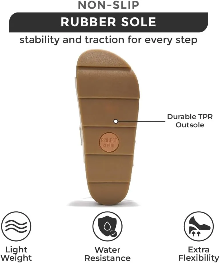Project Cloud Genuine Leather Platform Sandals Women Footwear - Beach Summer Wedges with Comfortable Memory Foam Insole - Non Slip & Lightweight Wedge Sandals for Women 2025 (Pismo)