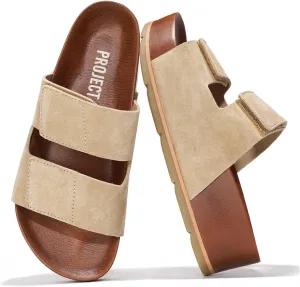 Project Cloud Genuine Leather Platform Sandals Women Footwear - Beach Summer Wedges with Comfortable Memory Foam Insole - Non Slip & Lightweight Wedge Sandals for Women 2025 (Pismo)