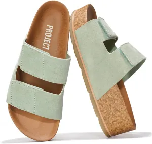 Project Cloud Genuine Leather Platform Sandals Women Footwear - Beach Summer Wedges with Comfortable Memory Foam Insole - Non Slip & Lightweight Wedge Sandals for Women 2025