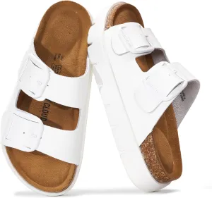 Project Cloud Genuine Leather Platform Sandals Women Footwear - Wedge Chunky Sandals Womens sandals with Memory Foam Insole and Cork Footbed (GREECECHUNKY)