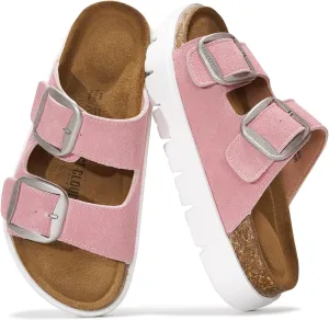 Project Cloud Genuine Leather Platform Sandals Women Footwear - Wedge Chunky Sandals Womens sandals with Memory Foam Insole and Cork Footbed (GREECECHUNKY)