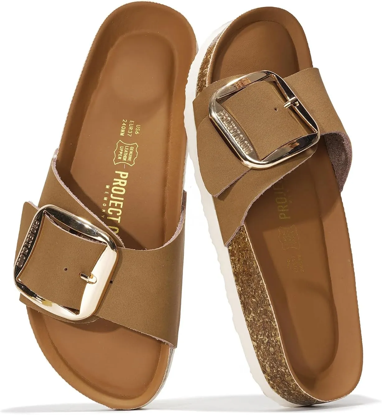 Project Cloud Genuine Leather Sandals Women Dressy Summer Beach Essentials - Flip Flops & Slides with Memory Foam Insole Womens Sandals Comfortable Footwear
