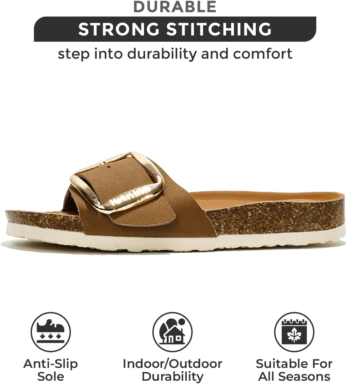 Project Cloud Genuine Leather Sandals Women Dressy Summer Beach Essentials - Flip Flops & Slides with Memory Foam Insole Womens Sandals Comfortable Footwear