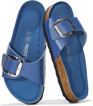 Project Cloud Genuine Leather Sandals Women Dressy Summer Beach Essentials - Flip Flops & Slides with Memory Foam Insole Womens Sandals Comfortable Footwear