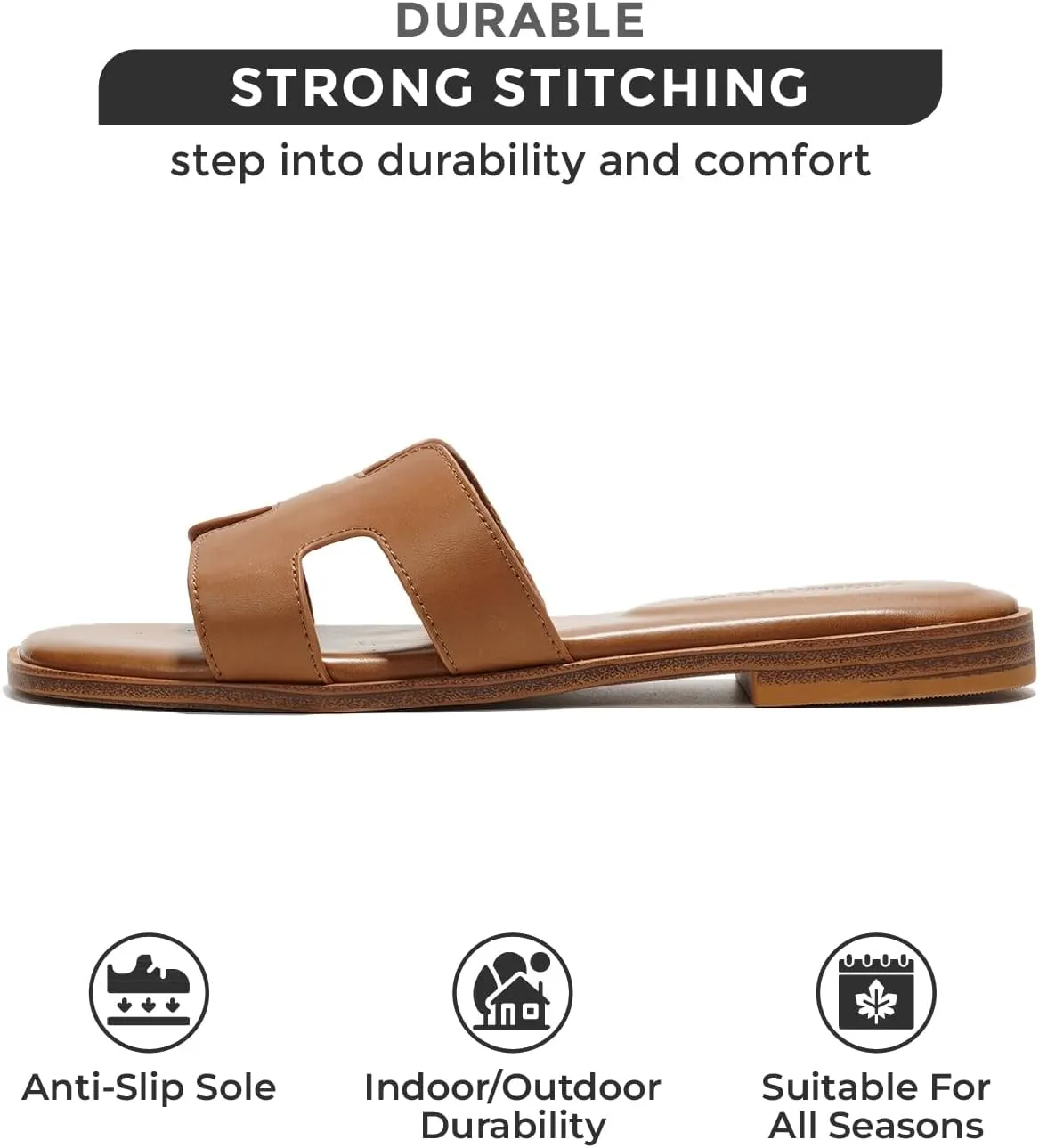 Project Cloud Genuine Leather Summer Sandals for Women 2025 - Fashion Flat Womens Sandals with Memory Foam Insole Slides Sandals Women Footwear - Mules Women's Sandals (Jannel)
