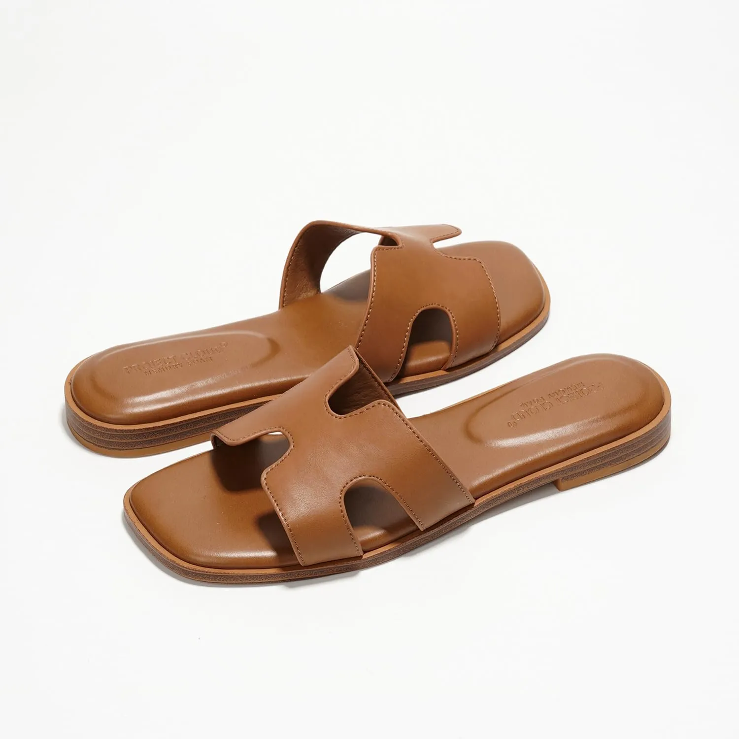 Project Cloud Genuine Leather Summer Sandals for Women 2025 - Fashion Flat Womens Sandals with Memory Foam Insole Slides Sandals Women Footwear - Mules Women's Sandals (Jannel)