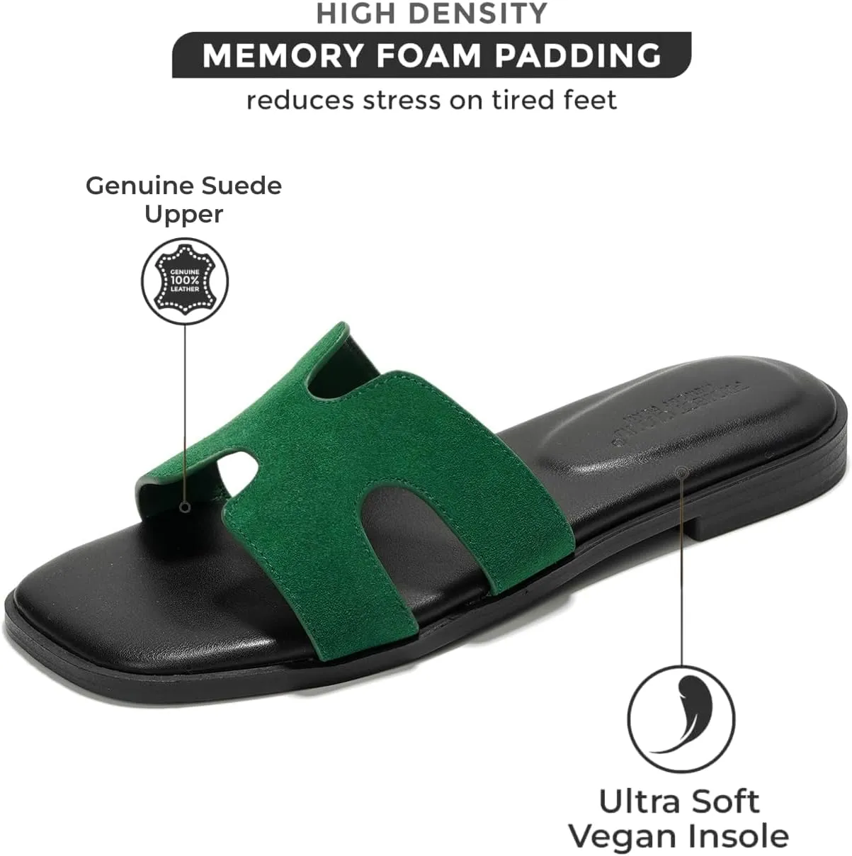 Project Cloud Genuine Leather Summer Sandals for Women 2025 - Fashion Flat Womens Sandals with Memory Foam Insole Slides Sandals Women Footwear - Mules Women's Sandals (Jannel)
