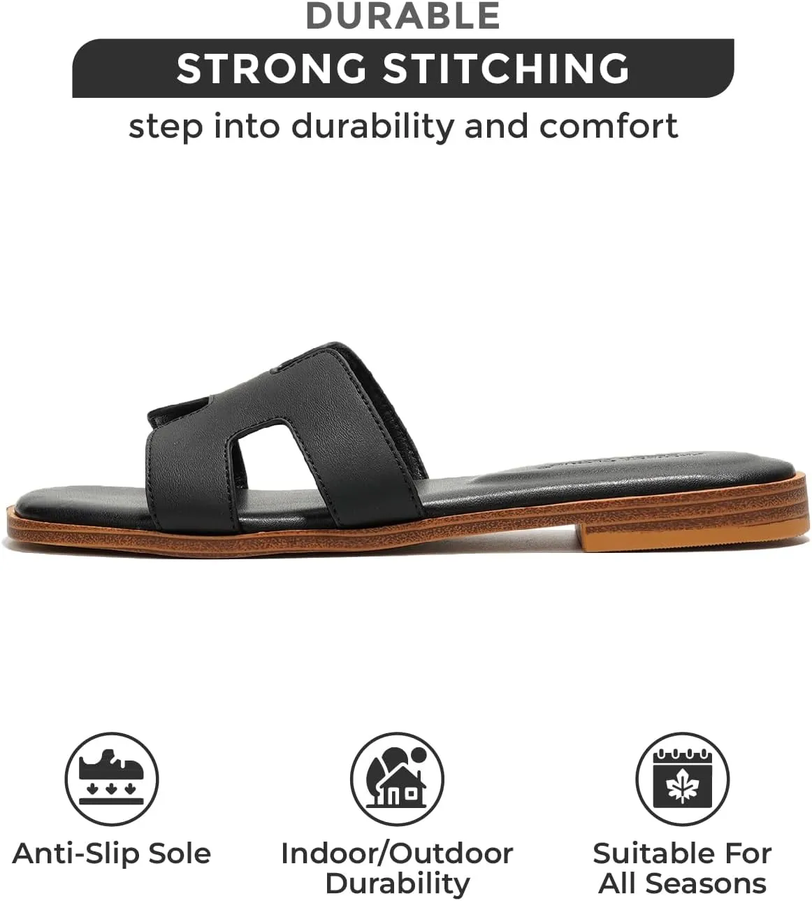 Project Cloud Genuine Leather Summer Sandals for Women 2025 - Fashion Flat Womens Sandals with Memory Foam Insole Slides Sandals Women Footwear - Mules Women's Sandals (Jannel)