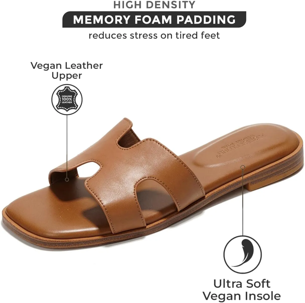 Project Cloud Genuine Leather Summer Sandals for Women 2025 - Fashion Flat Womens Sandals with Memory Foam Insole Slides Sandals Women Footwear - Mules Women's Sandals (Jannel)