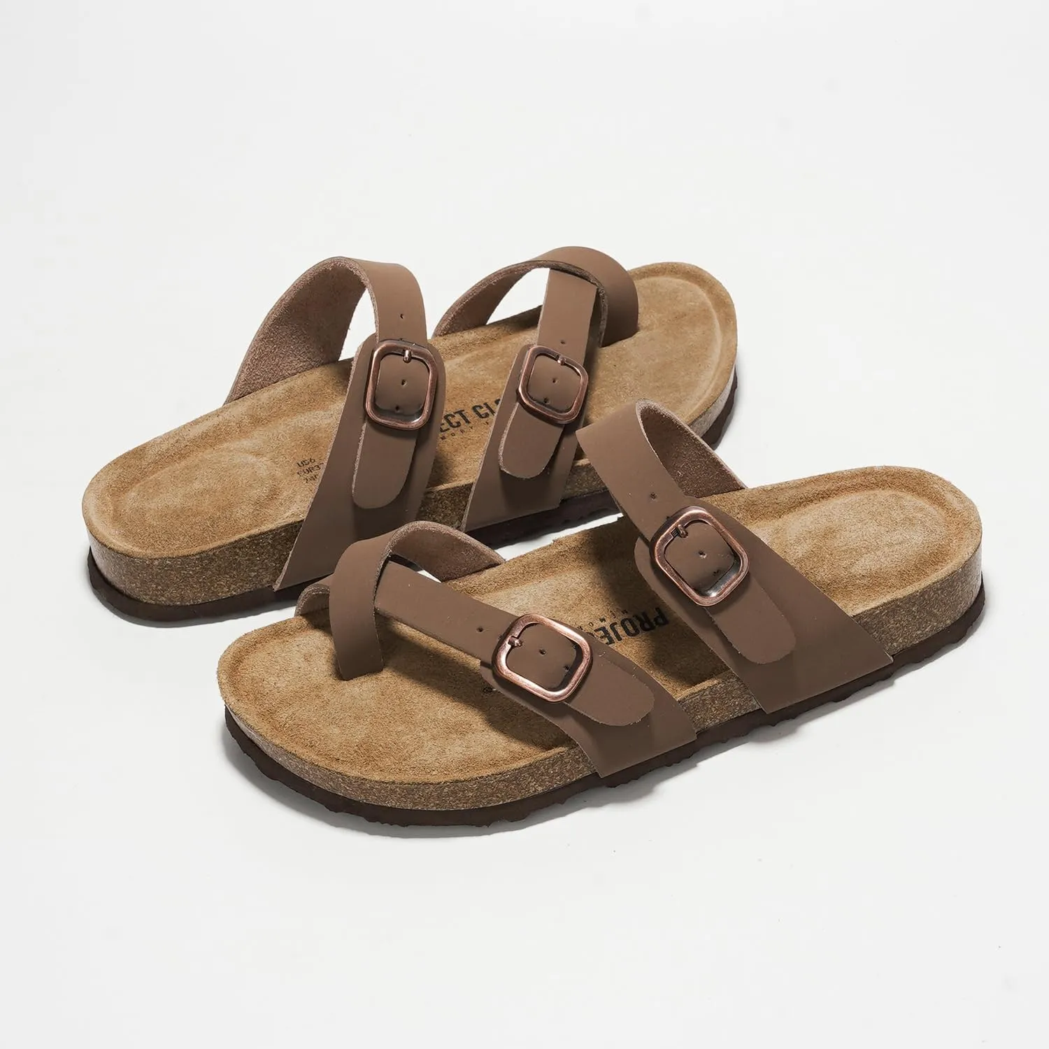 Project Cloud Genuine Leather Womens Sandals - Comfortable Cork Footbed Slides with Memory Foam Beach Essential Summer Sandals For Women 2025 (Lian)