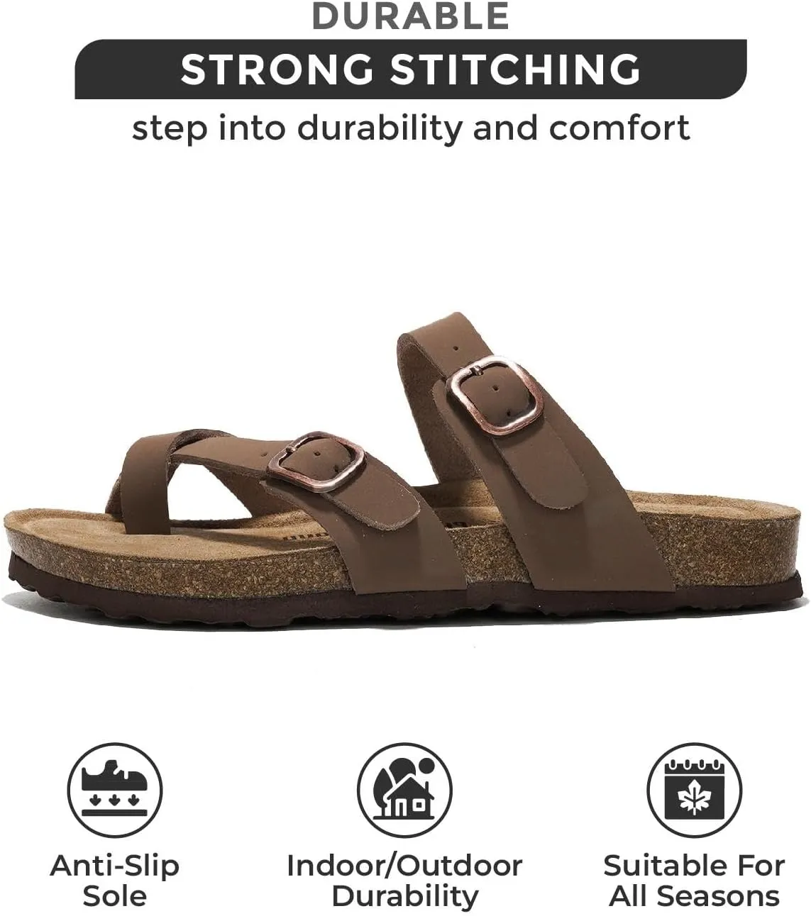 Project Cloud Genuine Leather Womens Sandals - Comfortable Cork Footbed Slides with Memory Foam Beach Essential Summer Sandals For Women 2025 (Lian)
