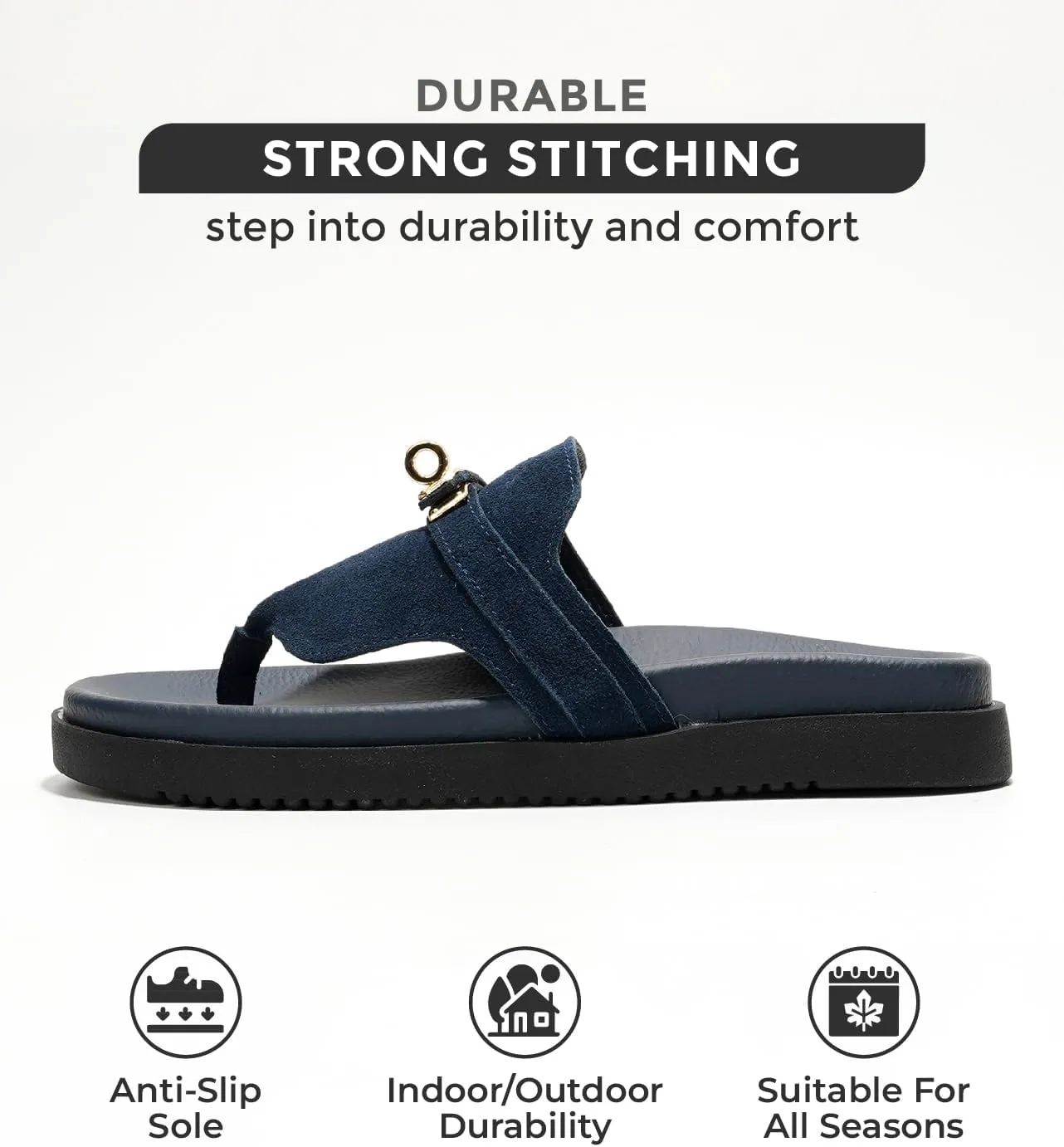 Project Cloud Genuine Leather Womens Sandals - Memory Foam Summer Sandals for Women 2025 - Slip on Slides for Women, Non Slip Womens Slides (Vita)