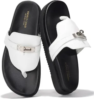 Project Cloud Genuine Leather Womens Sandals - Memory Foam Summer Sandals for Women 2025 - Slip on Slides for Women, Non Slip Womens Slides (Vita)